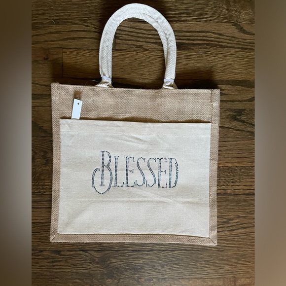 BLESSED Tote Bag - Blue Rhinestones - Picture 2 of 4
